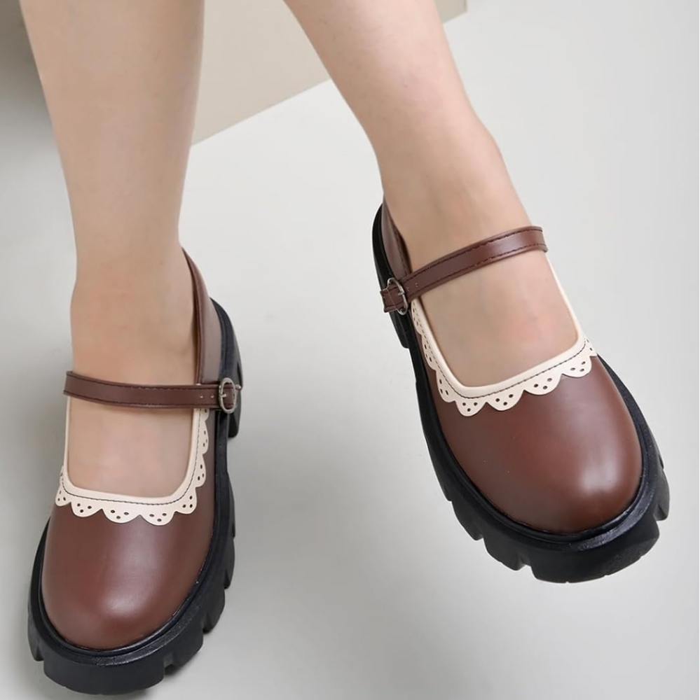 Women's Mary Janes Platform Dress Shoes – Low Heel Chunky Pumps with Round Toe,